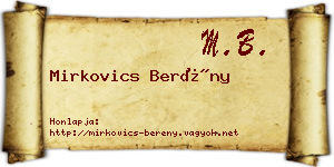 Mirkovics Berény névjegykártya